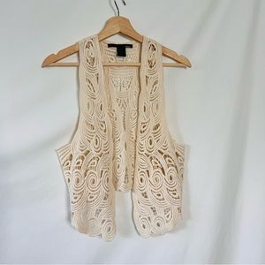 Ellison 100% Cotton Cream Crochet / Macrame Vest